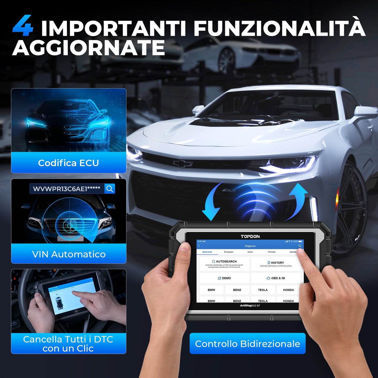 TOPDON AD900BT Diagnostico per Auto, Codifica ECU, 28+ Servizi Strumento di Scansione