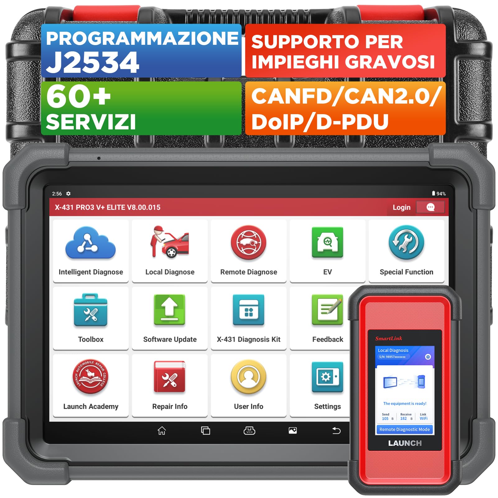 LAUNCH X431 PRO3 V+ Elite, strumento di scansione di programmazione J2534