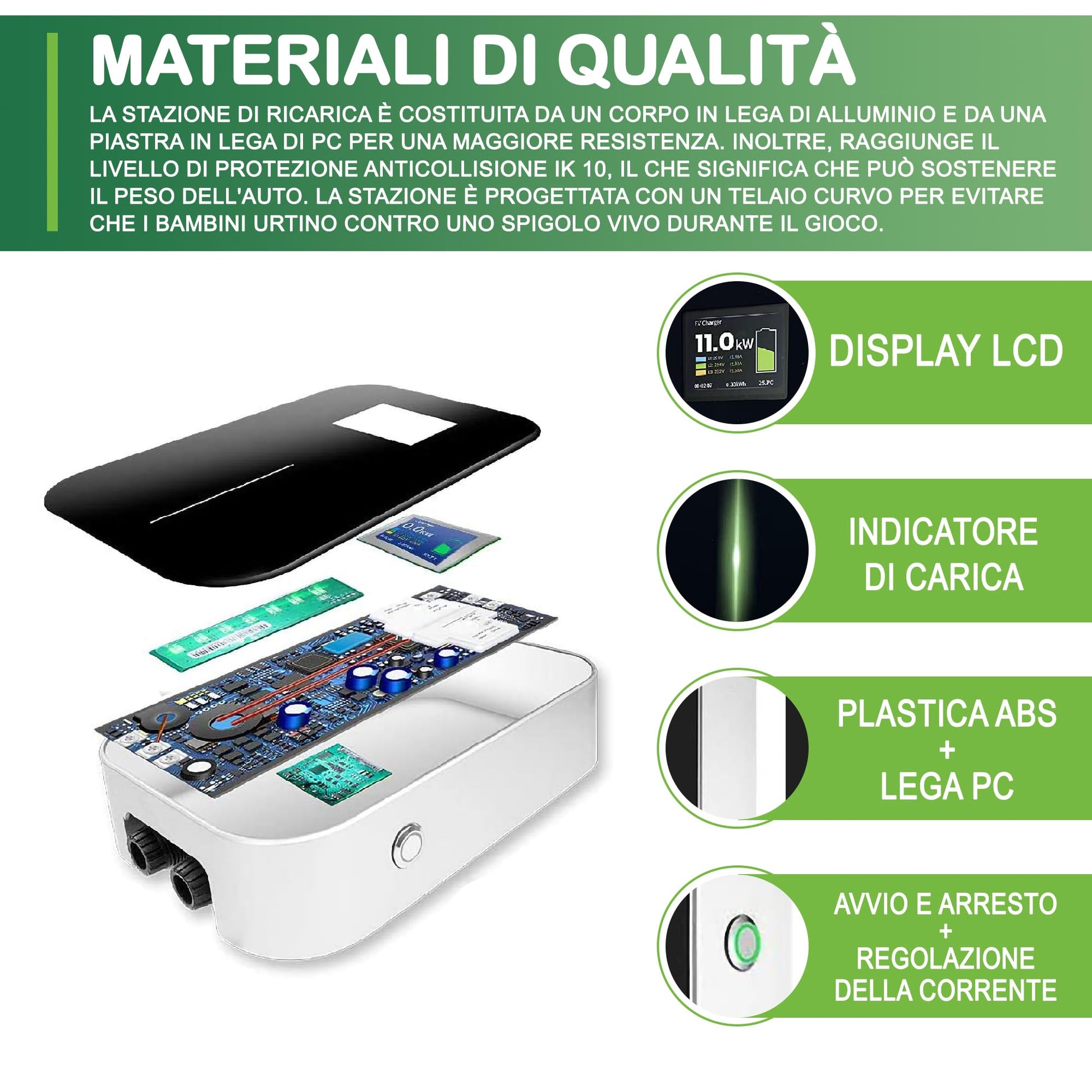 ANFIL Stazione di Ricarica EV Trifase - Caricatore Standard UE da 16A, 11 kW IEC 62196-2