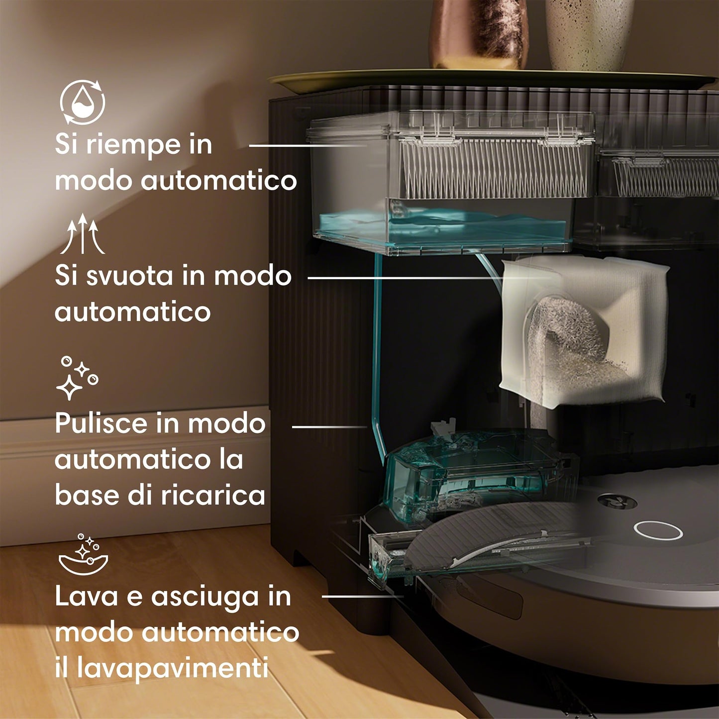 iRobot Roomba Combo 10 Max, Robot Aspirapolvere 2 in 1, Stazione Autosvuotamento/Riempimento