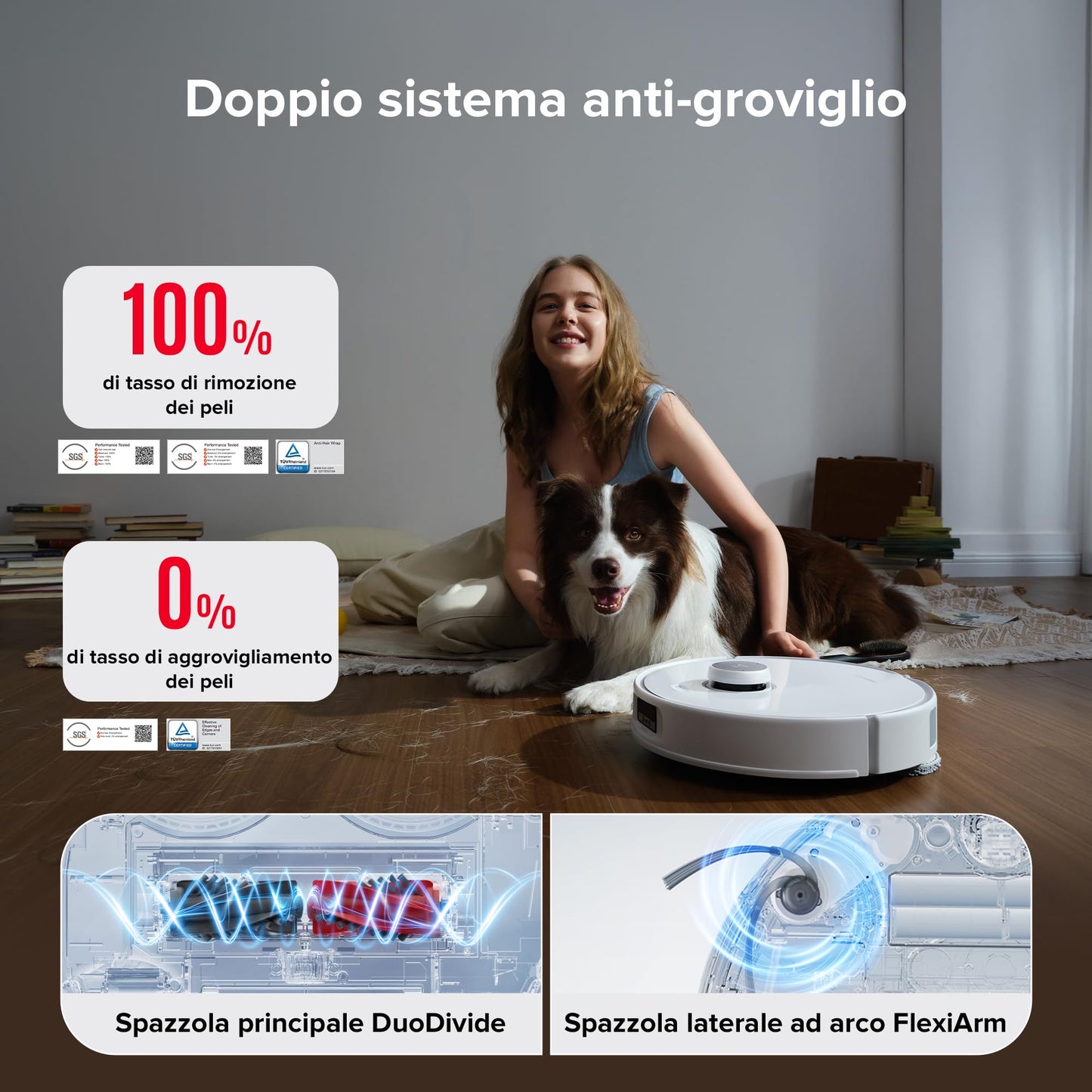 roborock Qrevo Curv con Spazzola Elevabile, Doppio Antigroviglio, Telaio AdaptiLift