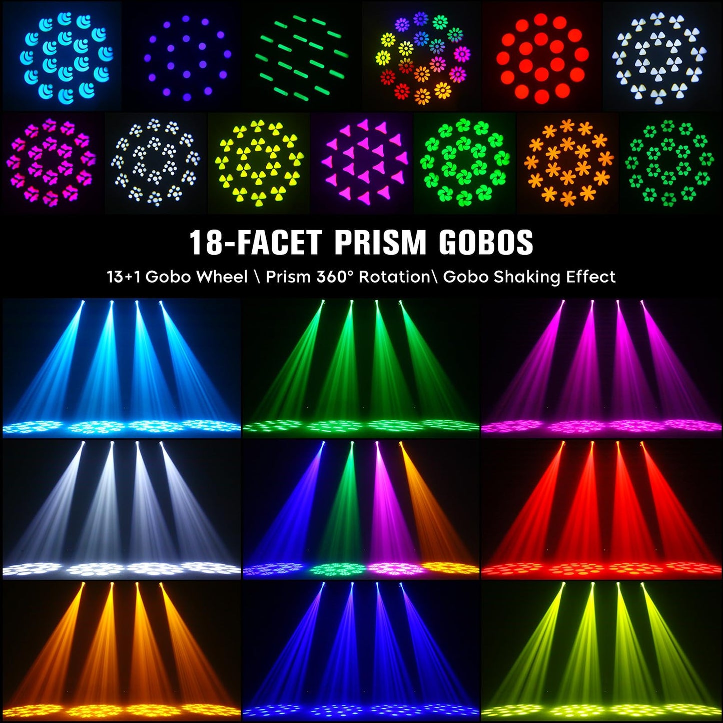 200W Teste Mobili RGBW LED Fascio Luci Palcoscenico, Focus Elettronico 14 Patterns dmx512 Luce Festa 18 Prismi