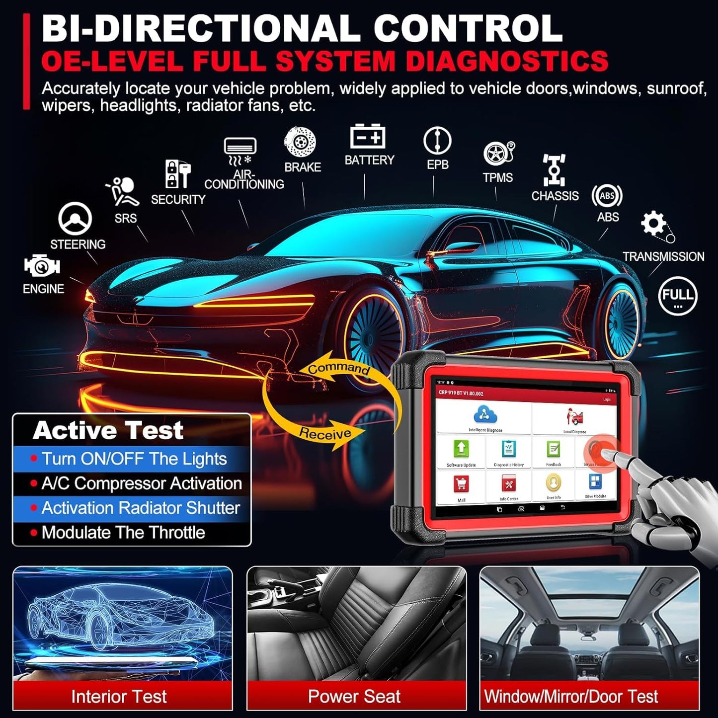 LAUNCH CRP919E BT Bluetooth OBD2 Scanner Diagnosi Auto per Sistema Completo