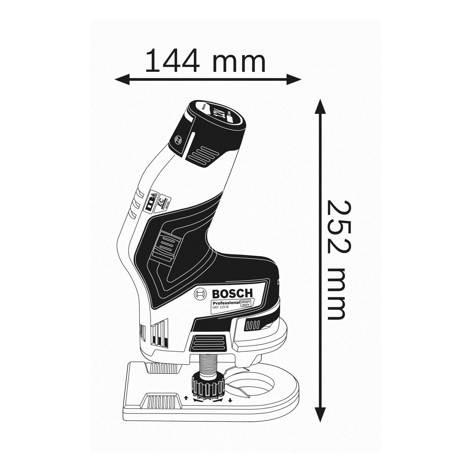 Bosch Professional 12V System Rifilatore a Batteria Gkf 12V-8