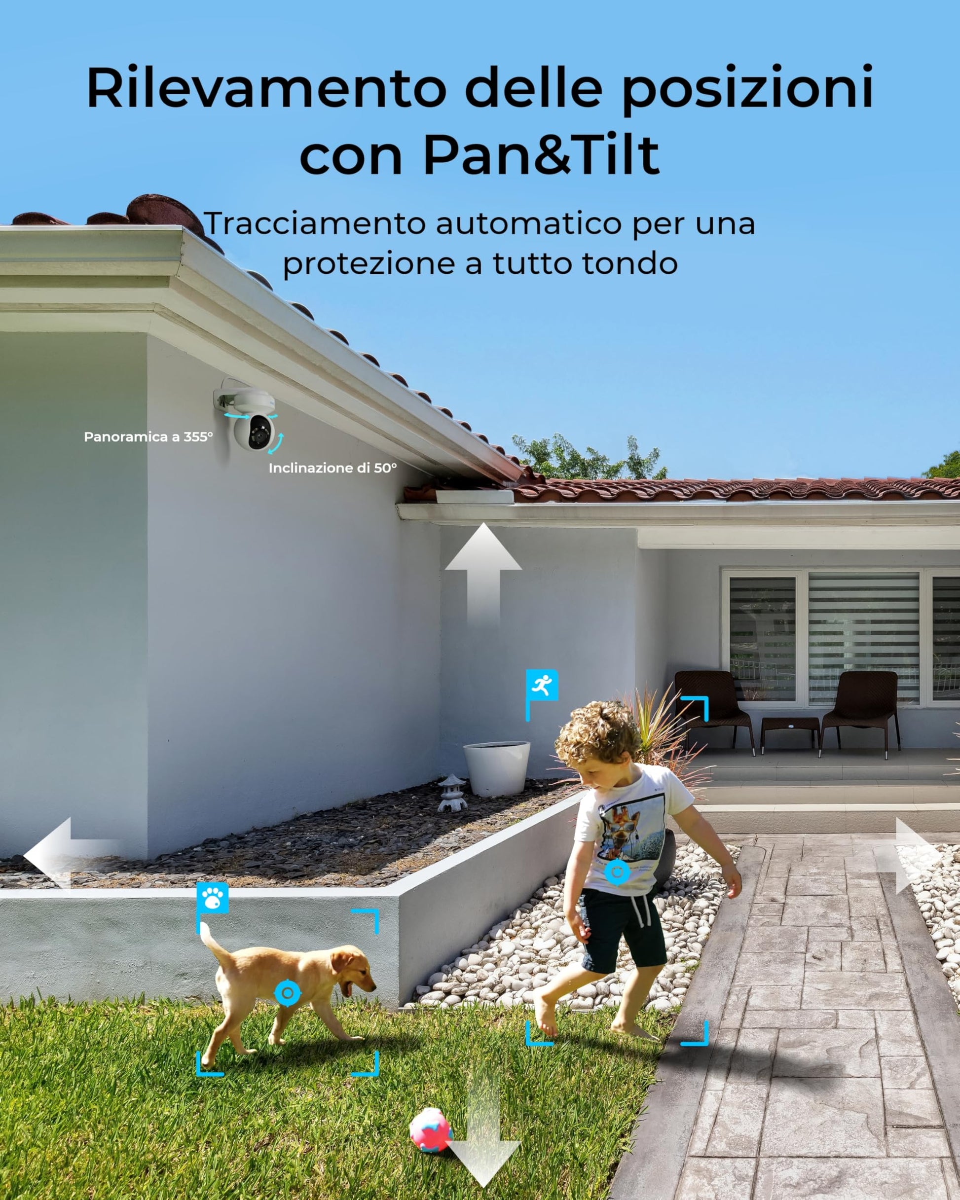 Reolink 4K PoE Kit Videosorveglianza Esterno, Panoramica 355° e Inclinazione 50° RLK8-800PT4