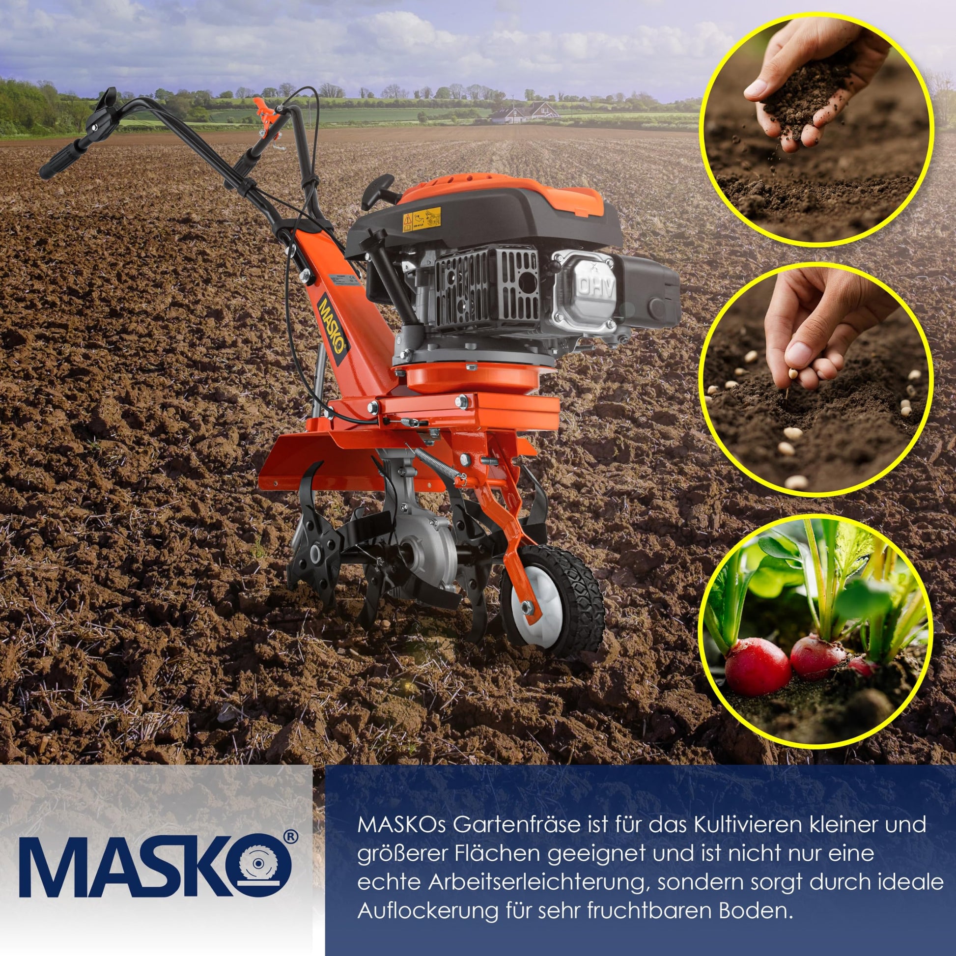 MASKO® MK-909 Fresa a scoppio 2.2 kW (3PS) 139ccm
