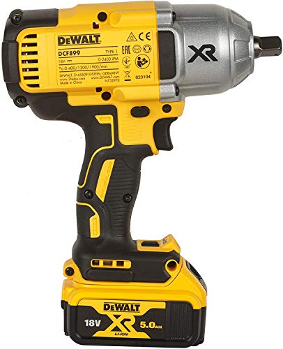 DEWALT DCF899P2-QW Trapano Avvitatore a Impulsi Attacco 1/2" a Batteria, 5.0 Ah, Motore Brushless