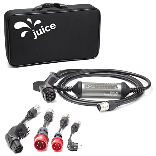 Juice Booster 2 Traveller Plus Set,Wallbox 22kW Senza Installazione, Caricabatteria Auto Elettrica, Include CEE 32/16 Rosso + EU Schuko + Tipo 2