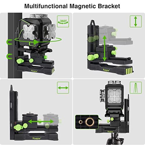 Huepar S03DG 3x360 ° Livella Laser Autolivellante con Schermo LCD, 3D Bluetooth Connesso Green Raggio Cross Line