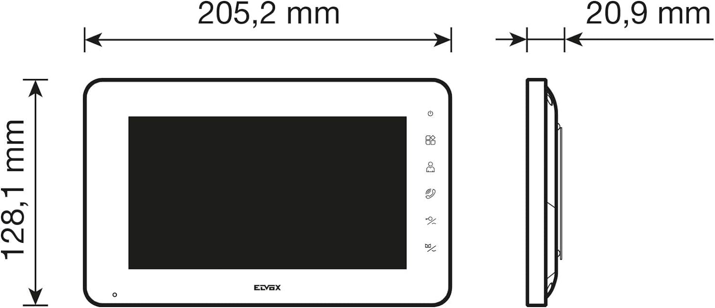 Vimar K42932 Monitor supplementare con tastiera capacitiva vivavoce a colori LCD 7" per kit videocitofonico, alimentatore 40103, completo di staffe per fissaggio