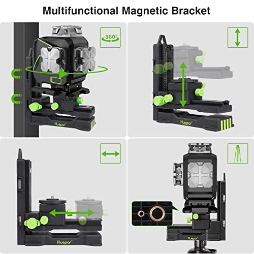 Huepar S04CG 16 Linee Livello Laser Autolivellante 4 X 360 ° Laser a Linee Incrociate con Schermo LCD