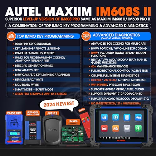 Autel MaxiIM IM608S II Strumento di Programmazione per Portachiavi Auto con APB112+G-BOX3+IMKPA