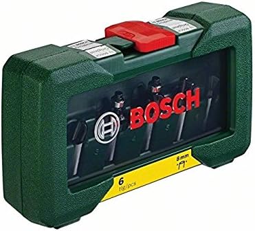 Bosch POF 1200 AE Router Expert, 1200 W + Bosch 2607019463 Set Misto, 6 Frese HM, Gambo 8 mm