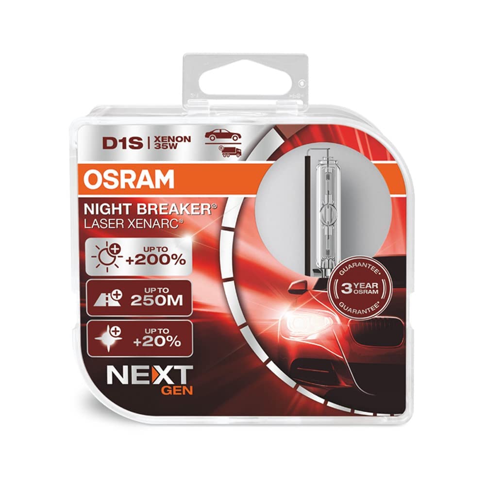 OSRAM XENARC NIGHT BREAKER LASER D1S Next Generation, +200% di luce, bulbo HID allo xeno 66140XNN-HCB