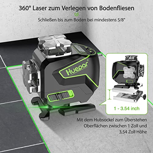 Huepar S04CG 16 Linee Livello Laser Autolivellante 4 X 360 ° Laser a Linee Incrociate con Schermo LCD