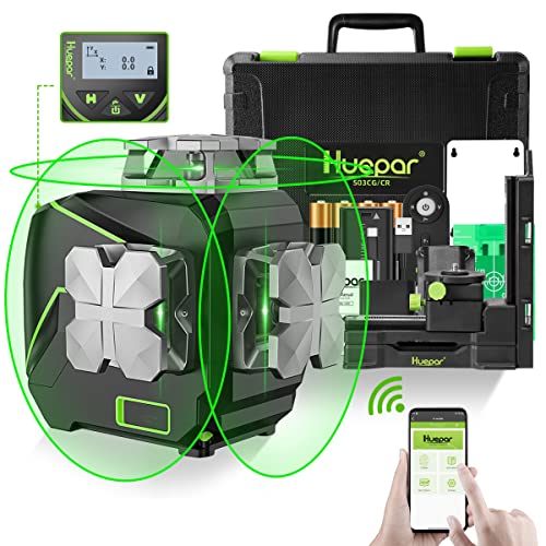 Huepar S03CG 3D Livella Laser 3x 360 Verde 40m, Modalità Impulso, TRIPLA ALIMENTAZIONE