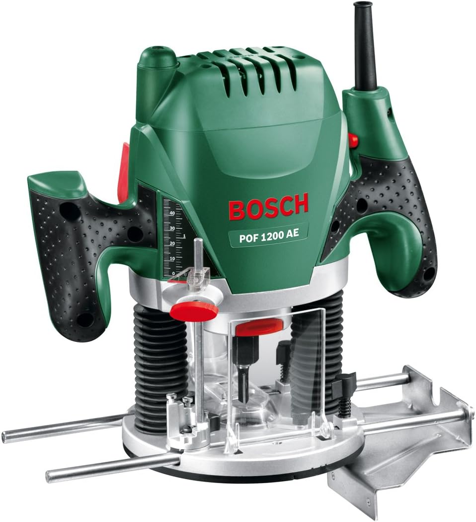 Bosch POF 1200 AE Router Expert, 1200 W + Bosch 2607019463 Set Misto, 6 Frese HM, Gambo 8 mm