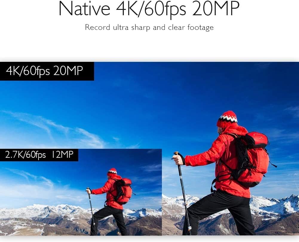 AKASO V50 Elite Action Cam Native 4K/60FPS 20MP WiFi, Fotocamera Subacquea 40M Impermeabile con Touch Screen, Comandi Vocali, 8xZoom, Angolo Variabile, Stabilizzatore EIS, Kit di Accessori