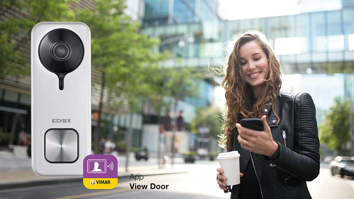 VIMAR K40960 Kit Doorbell da parete con 1 doorbell 40960 WiFi, visione notturna, pulsante di chiamata led RGB, sensore anti-manomissione, SD card, alimentatore 24V, Grigio