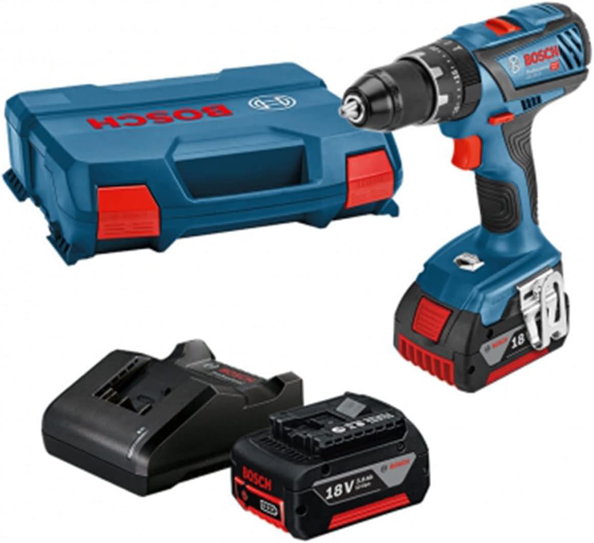 Bosch Professional 18V System Trapano-Avvitatore con percussione a Batteria GSB 18V-28 (Incl. 2 Batterie Gba 18V 3.0Ah, Caricabatteria Gal 18V-20, in L-Case)