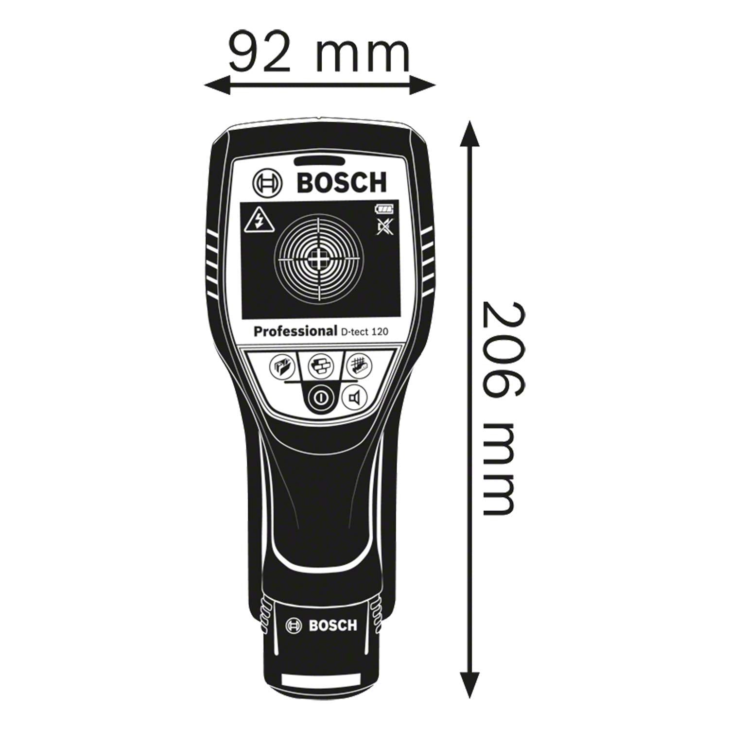 Bosch Professional 12V System Rilevatore D-tect 120 (1 batt. 12V, rilevamento max. tubi in plastica/sottostrutture