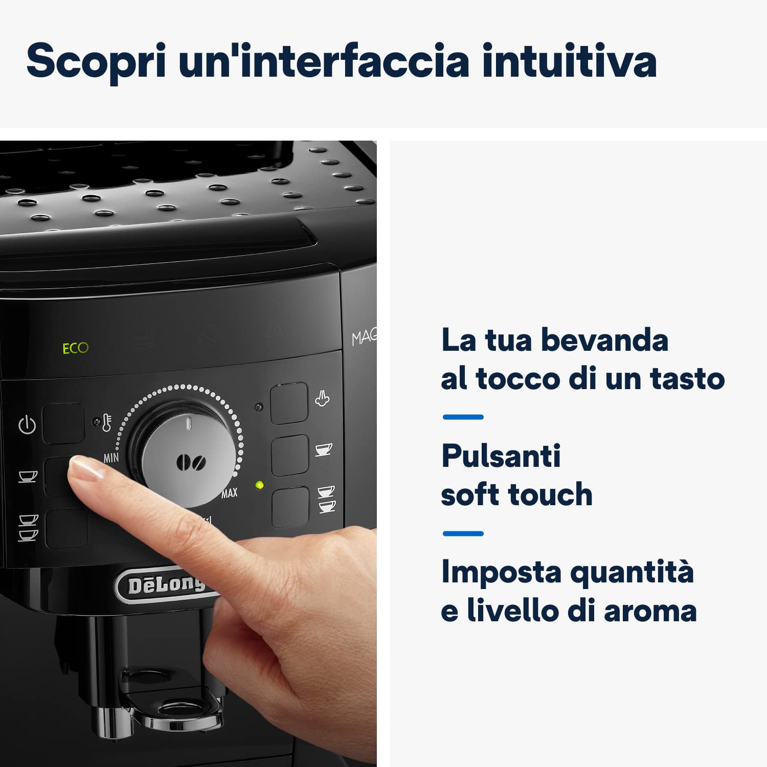 De'Longhi Perfetto Magnifica S ECAM11.112.B, Macchina da Caffè Automatica per Espresso e Cappuccino, Caffè in Grani o in Polvere, con Tasti a ṡelezione Diretta, Spegnimento Automatico, 1450W, Nero