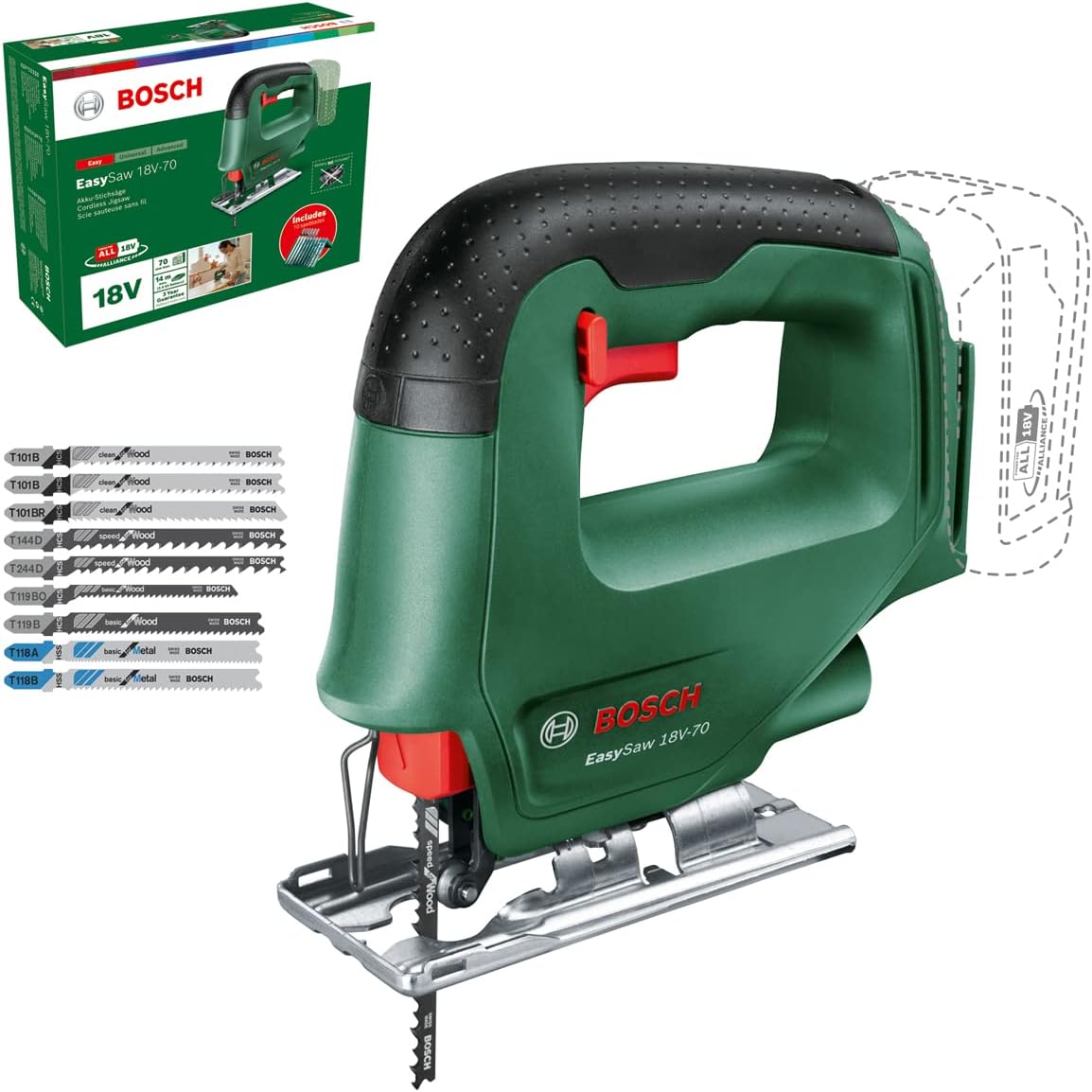 Bosch Seghetto Alternativo a batteria PST 18 LI (1 batteria, sistema da 18 volt,