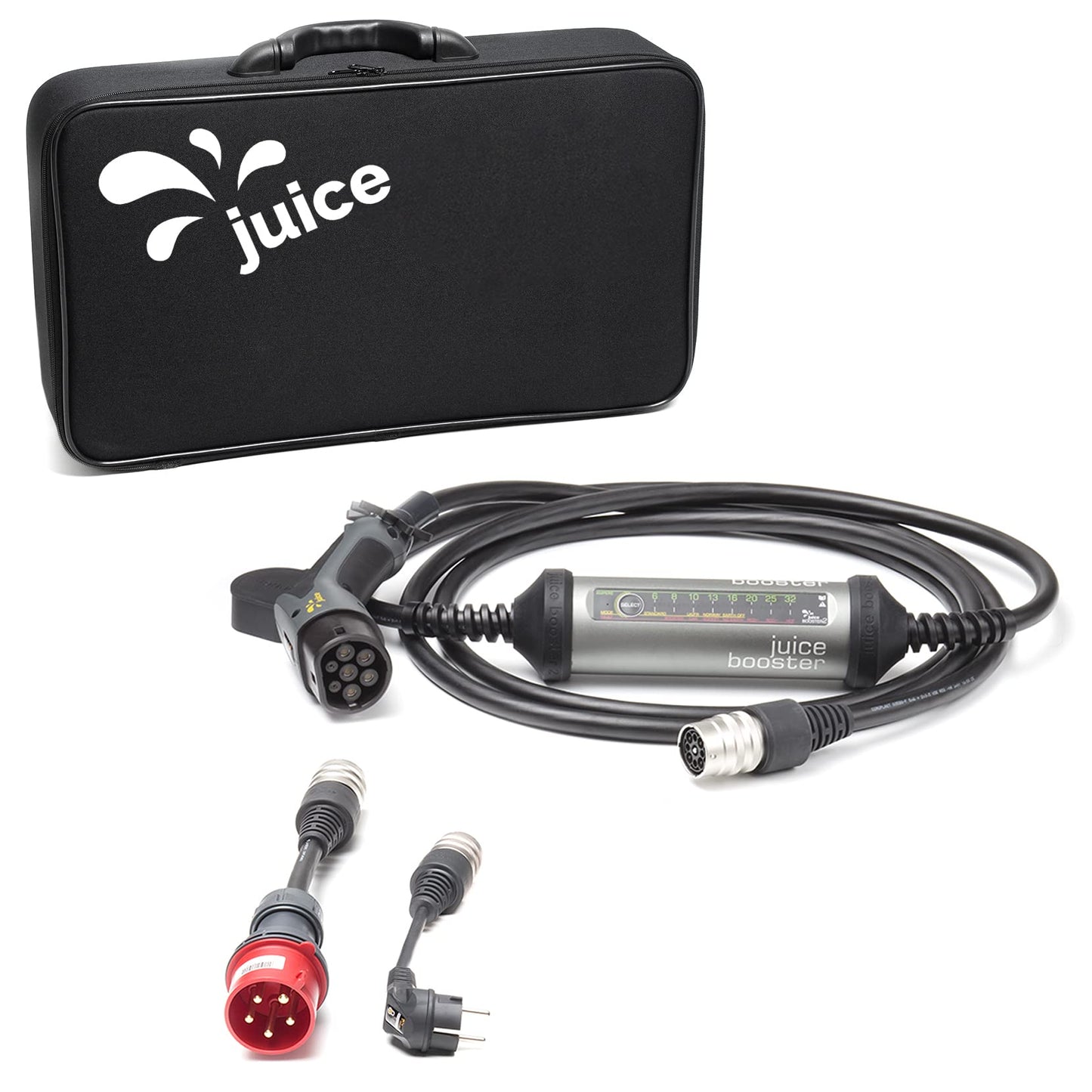 Juice Booster 2 Basic Set, Mobile Wallbox 22kW Senza Installazione, Caricabatteria Auto Elettrica con Cavo Tipo 2, Adattatore CEE32