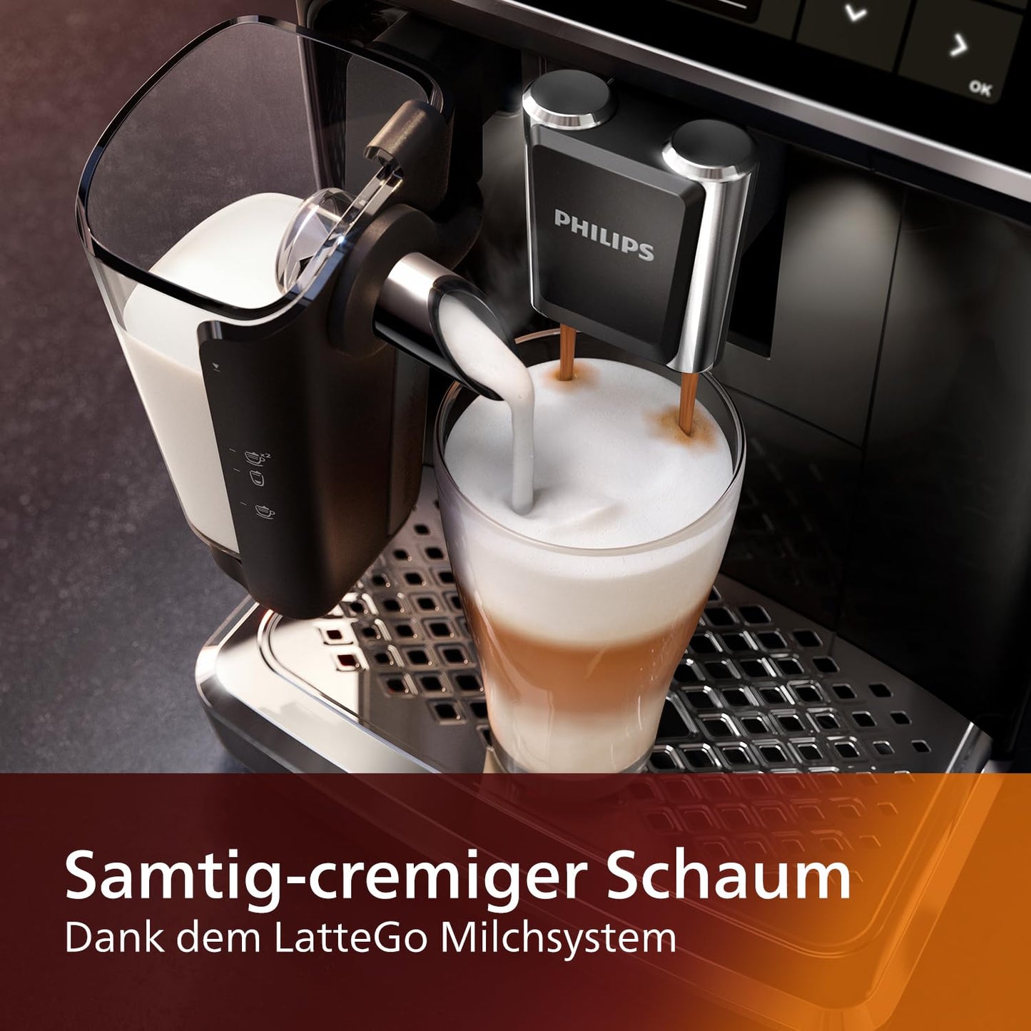 Philips 5400 Series Macchina da Caffè Automatica - Montalatte LatteGo, 12 Bevande, Display Intuitivo, 4 Profili Utente, Nero (EP5441/50)