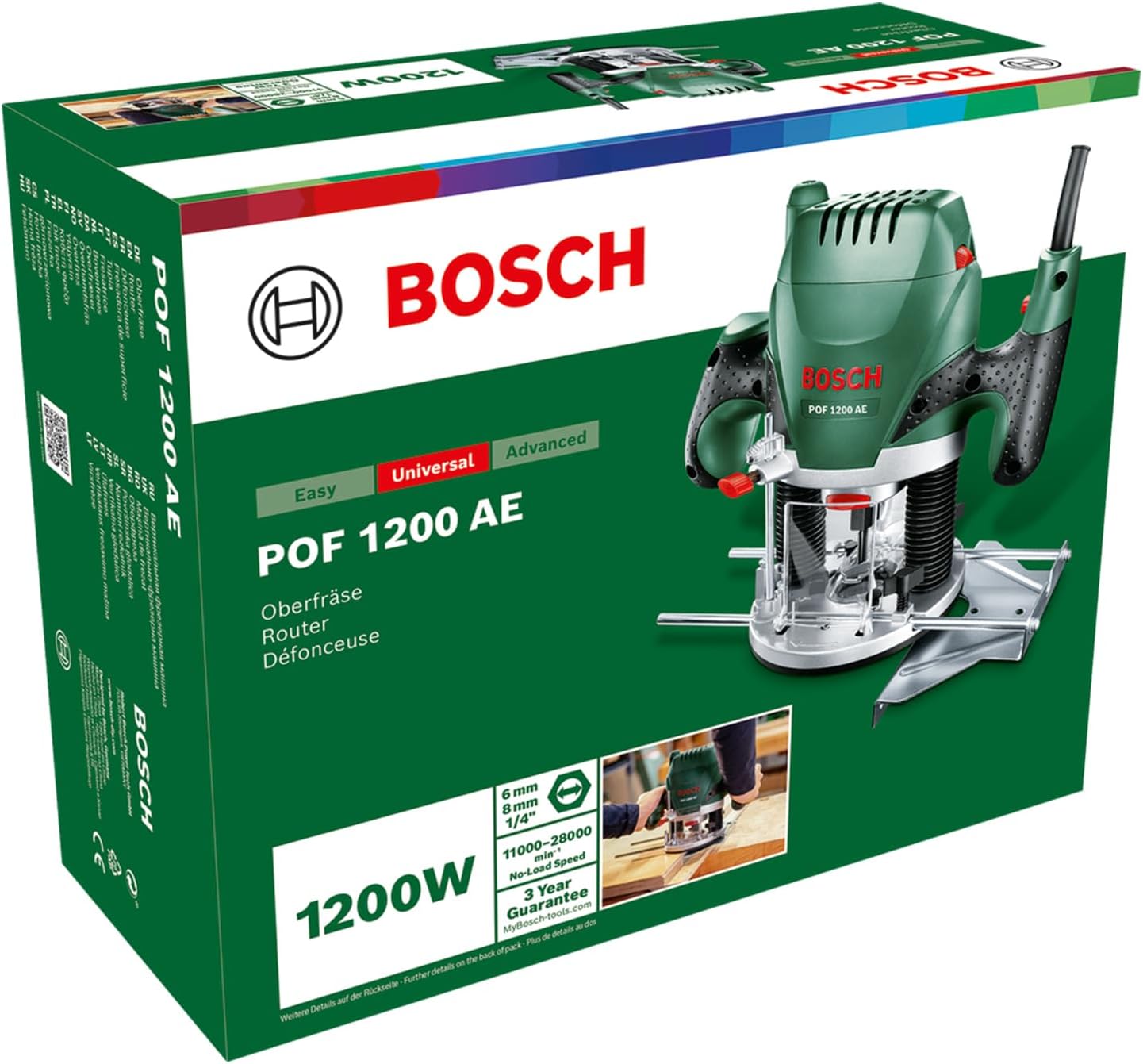 Bosch Home and Garden 060326A100 POF 1200 AE Fresatrice, 1200 W, 230 V,