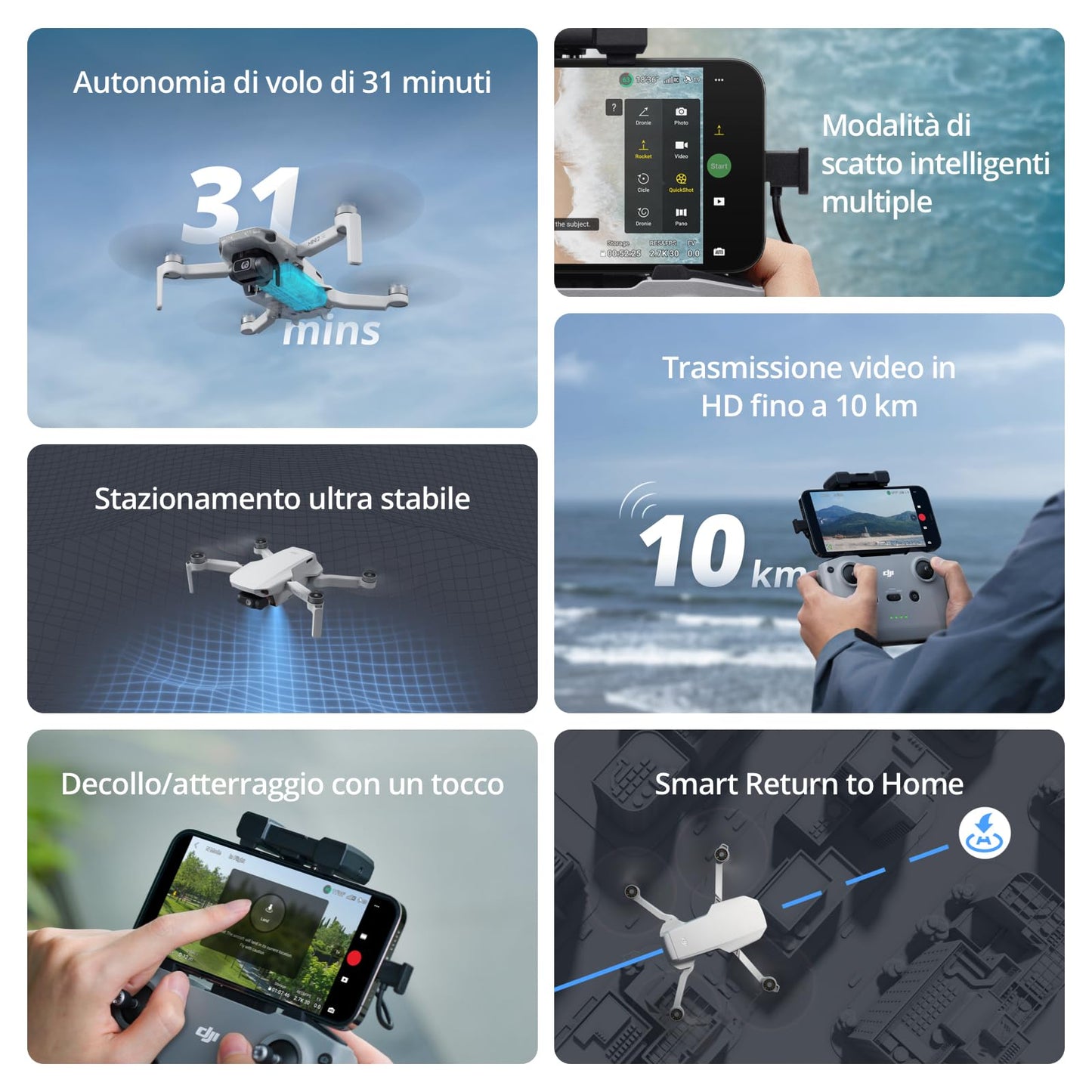 DJI Mini 2 SE Fly More Combo, mini drone con fotocamera leggero e pieghevole, video in 2.7K,