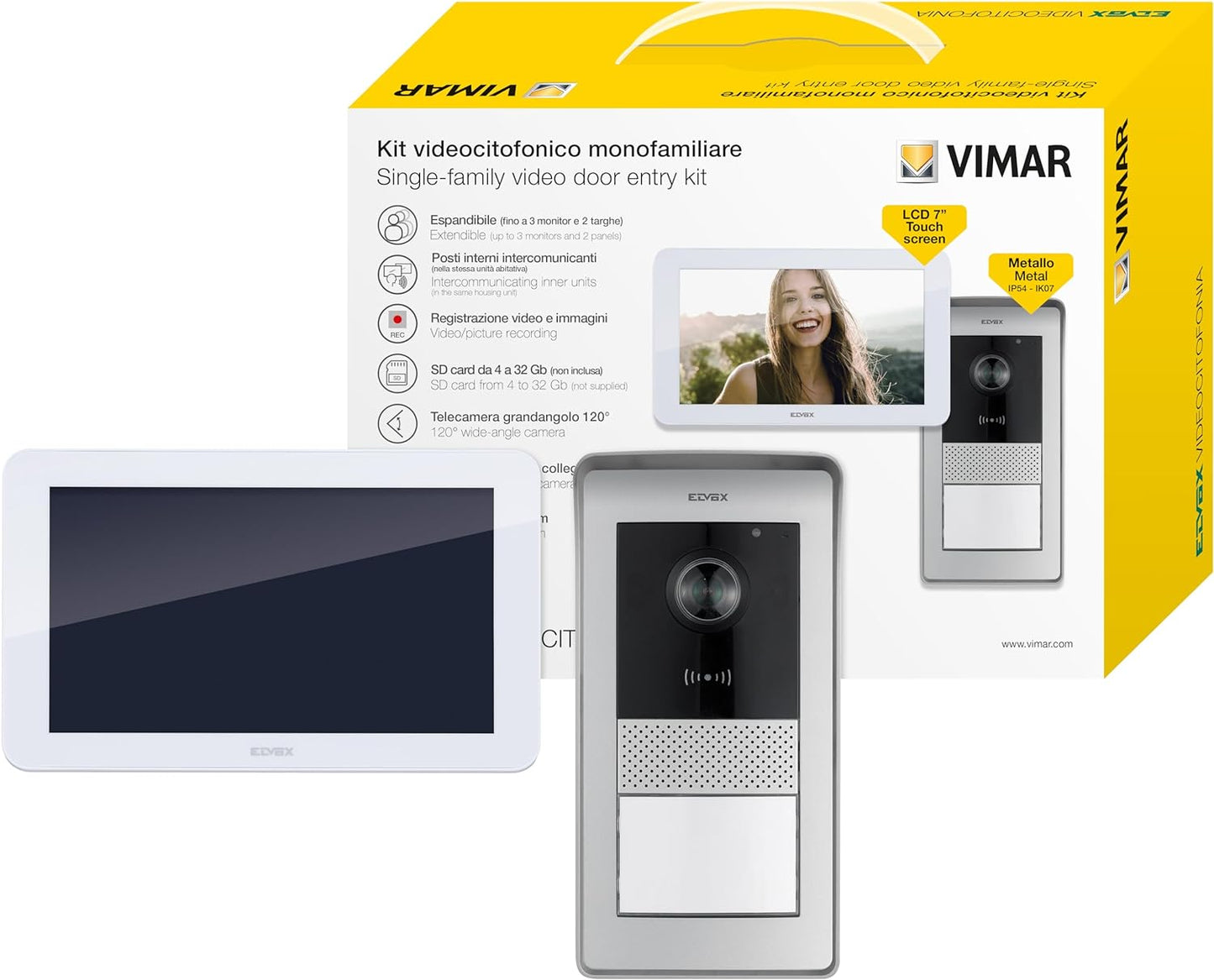 Vimar K42915 Kit videocitofono monofamiliare, touch screen, targa audiovideo RFID
