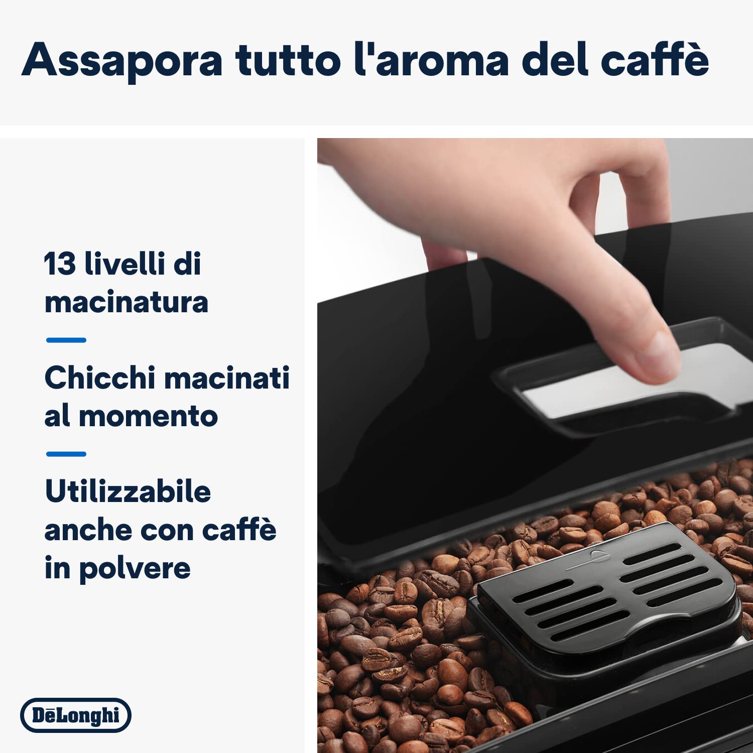 De'Longhi Magnifica S ECAM22.110.B Macchina da Caffè Automatica per Espresso e Cappuccino, Caffè in Grani o in Polvere, 1450 W, Nero