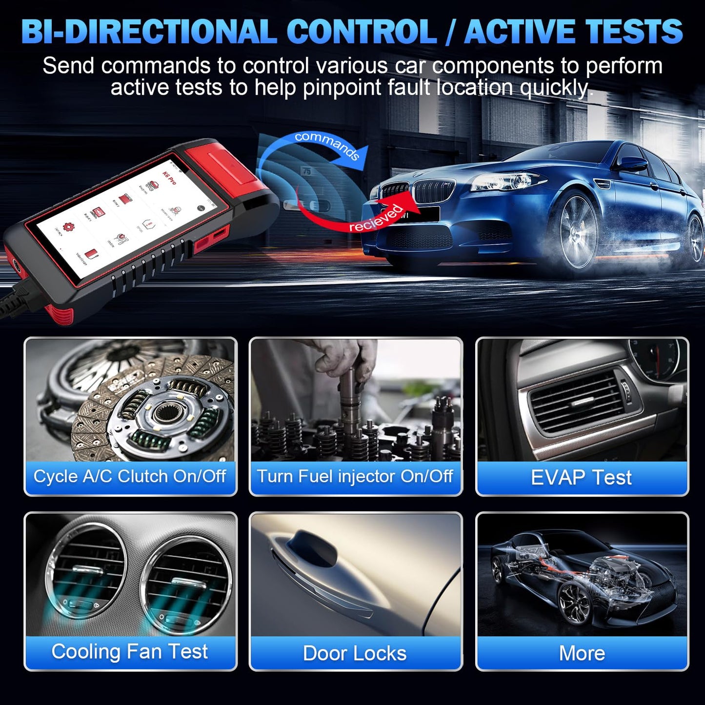 KINGBOLEN K6 PRO OBD2 scanner Auto Diagnostica Professionale, Codifica ECU, FCA Auto Auth, TPMS