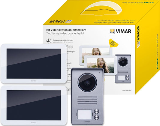 Vimar K40916 Kit Videocitofono 7" Touch Screen Bifamiliare citofono Con Alimentatore Multispina