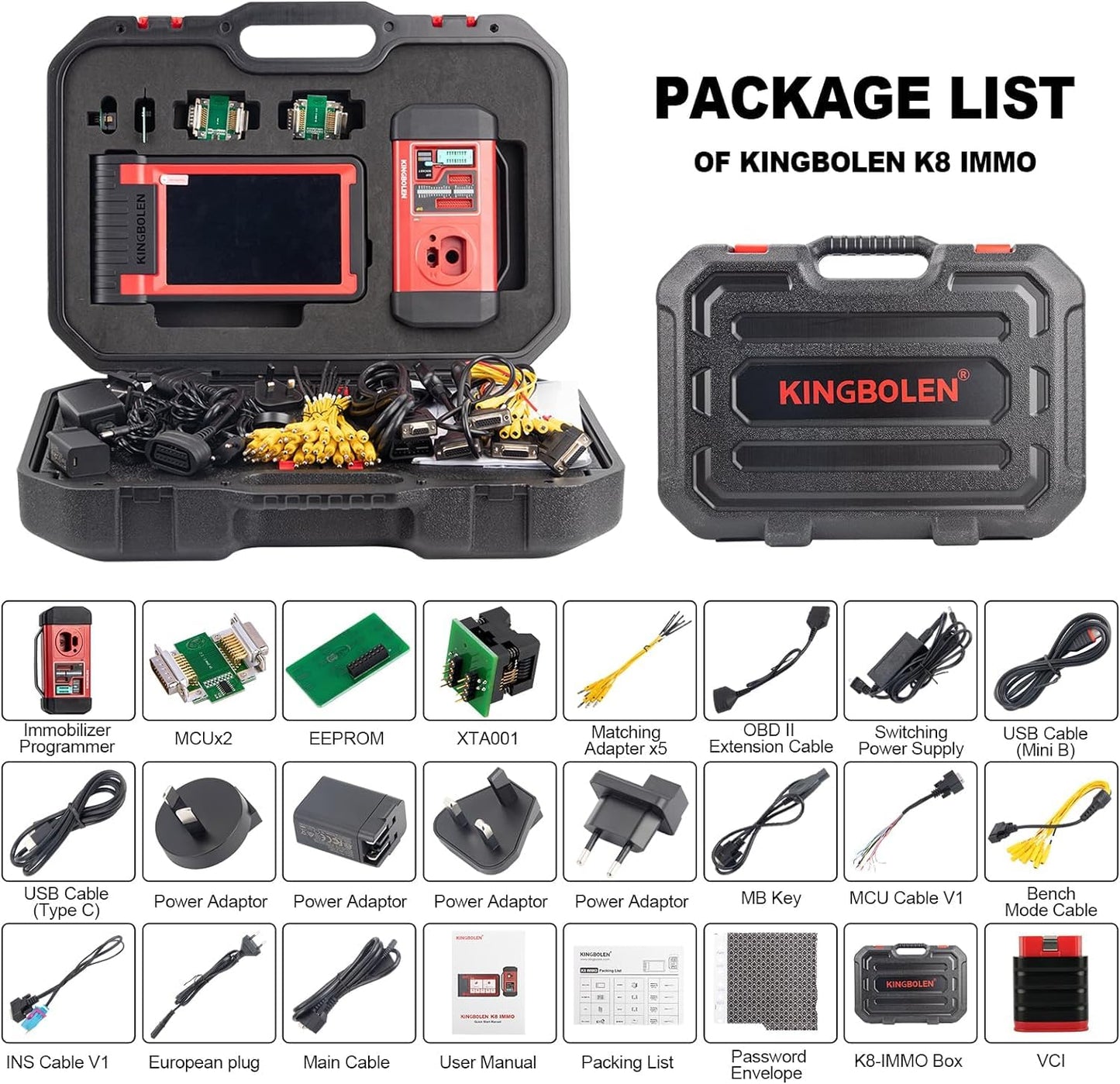 KINGBOLEN K8 IMMO OBD2 Auto Scanner diagnostico Programmazione Chiave Auto, UDS & MQB